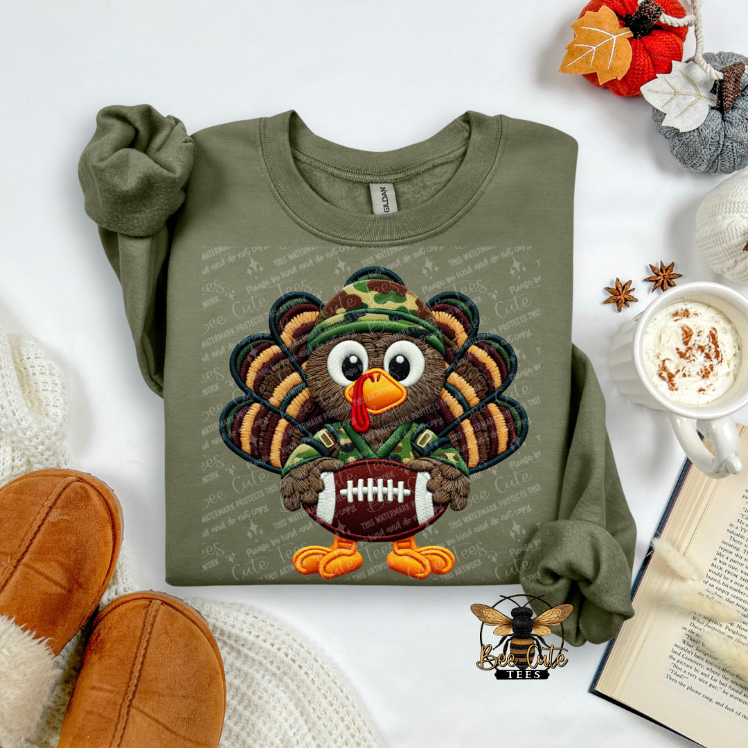 Camo Turkey With Football Faux Yarn
