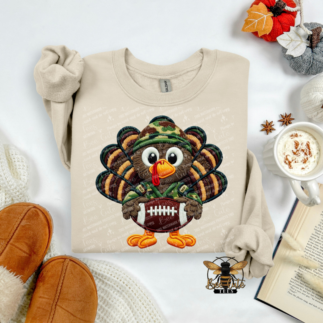 Camo Turkey With Football Faux Yarn