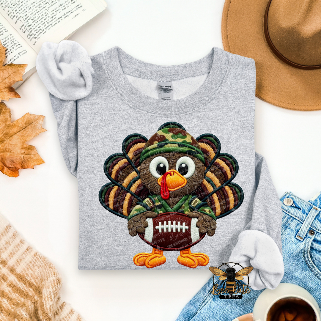 Camo Turkey With Football Faux Yarn
