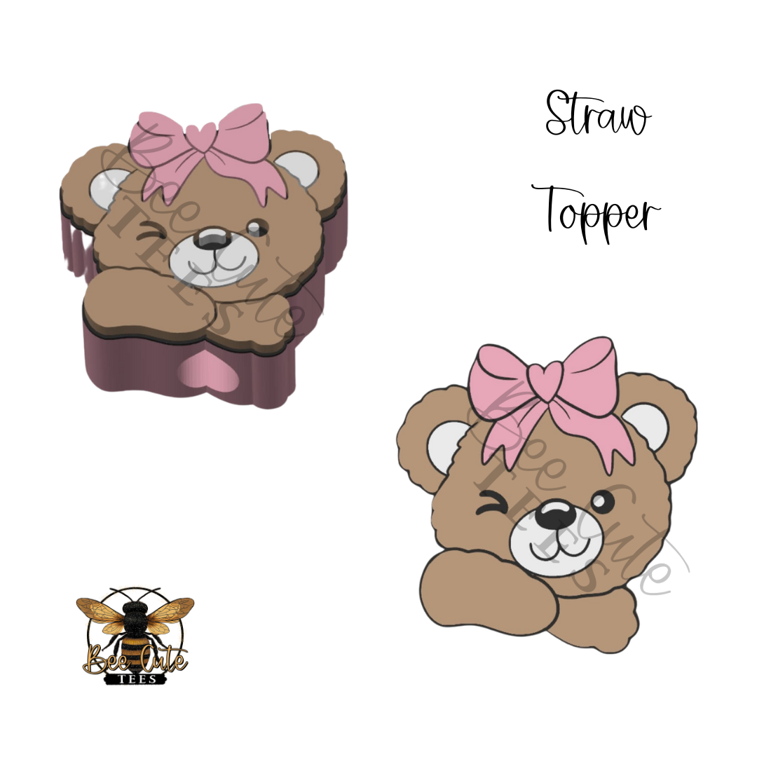 Winking Teddy Straw Topper